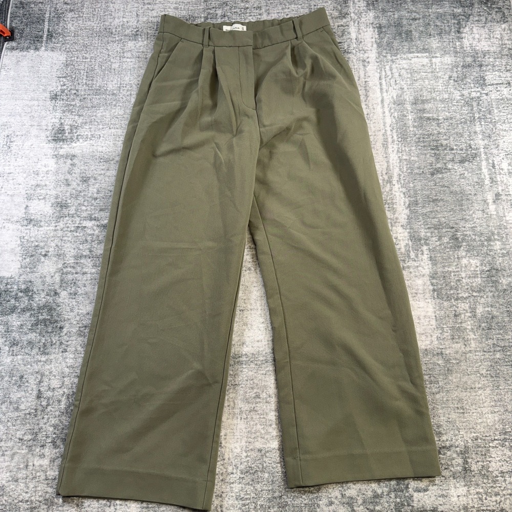 Abercrombie Fitch Sloane Tailored Wide Leg Pants Womens 32 14S Olive Trousers